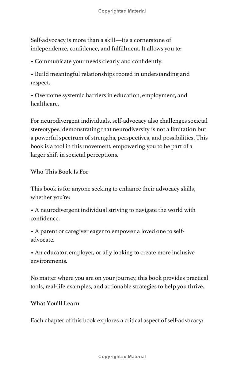 Self-Advocacy for Neurodivergent Individuals: Building self-confidence, communication skills, and tools for navigating various life situations ... Strategies for Embracing Neurodiversity)