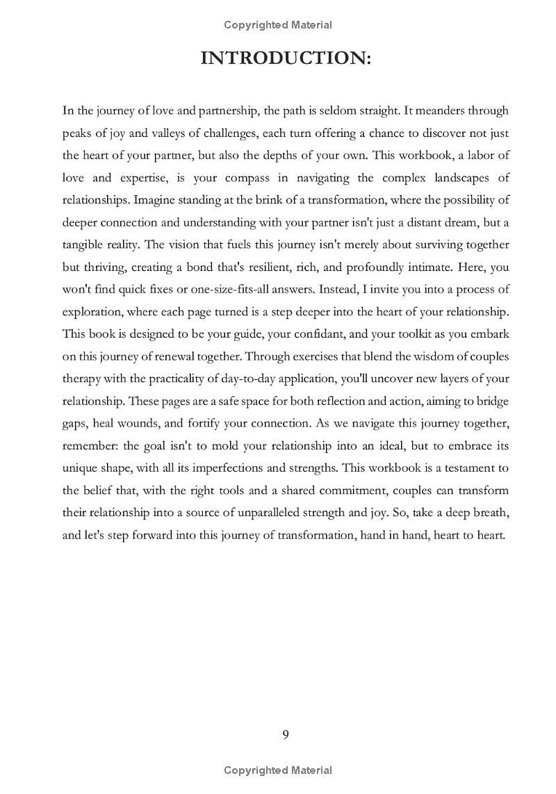 COUPLES THERAPY WORKBOOK: Create A Stable And Lasting Relationship By Improving Emotional Intimacy, Trust, And Communication With Proven Strategies That Show Results In Just 5 Weeks