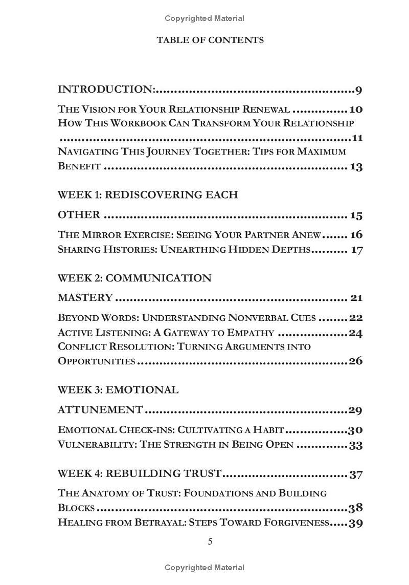 COUPLES THERAPY WORKBOOK: Create A Stable And Lasting Relationship By Improving Emotional Intimacy, Trust, And Communication With Proven Strategies That Show Results In Just 5 Weeks