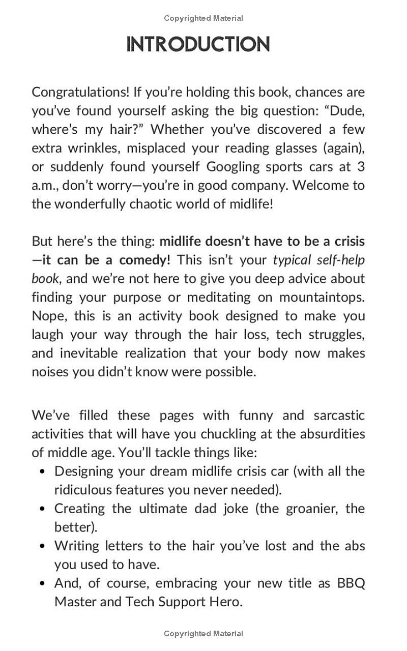 Dude, Where’s My Hair? Stocking Stuffers for Men: A Funny Activity Book for Navigating the Midlife Crisis for Friend, Dad, Christmas, Birthday